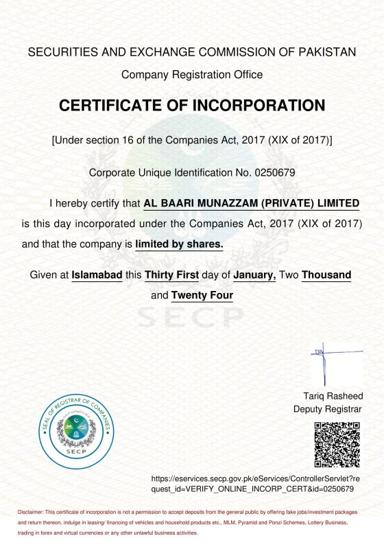 Incorporation Certificate